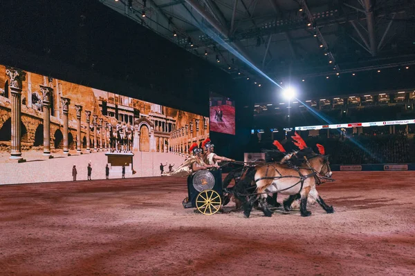 Rzymski rydwan Pokaż zdarzenia w Szwecji International Horse Show — Zdjęcie stockowe