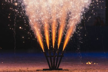 Closeup of fireworks at the Christmas show at the Sweden Interna clipart