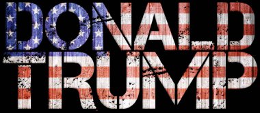 Donald Trump metin bir vintage Amerikan bayrağı