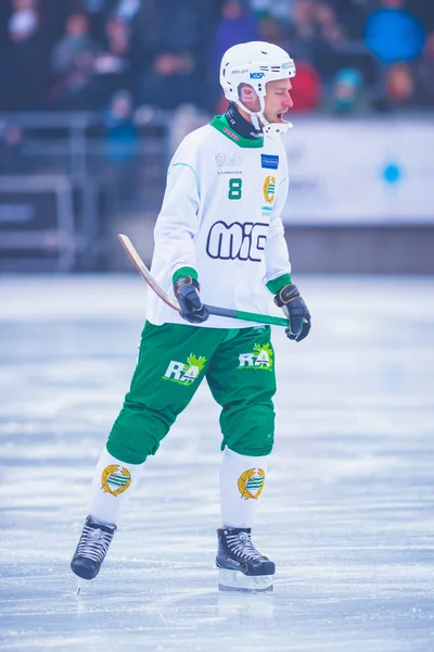 Per Einarsson på Bandymatchen mellan Hammarby och Bollnäs — Stockfoto