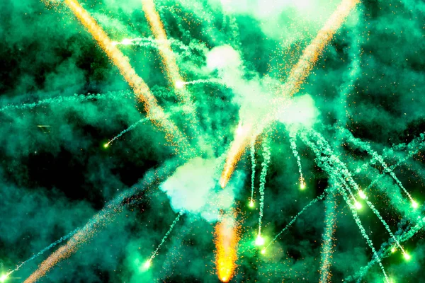 Fireworks after the prize cermony at FIS Parallel slalom city ev — Stock Photo, Image