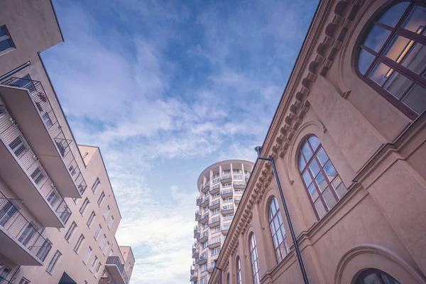 Yttre fasader av nybyggda residentential område i Östermalm — Stockfoto