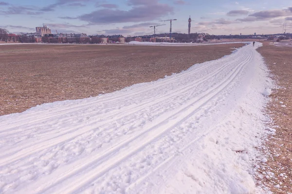 Noords ski tracks Gardet tijdens een koude winterdag — Stockfoto