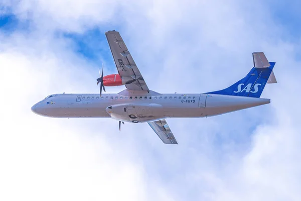 SAS-flygplan som avgår från Stockholm Arlanda (Arn) flygplats duri — Stockfoto