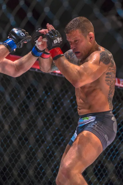 MMA lucha por el título entre David Bielkheden vs Morten Djursaa en Su —  Fotos de Stock