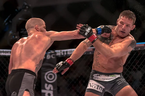 MMA lucha por el título entre David Bielkheden vs Morten Djursaa en Su —  Fotos de Stock