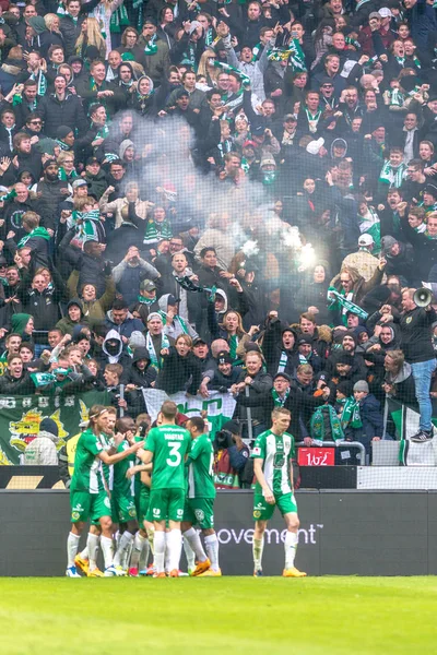 Derby jogo entre AIK e Hammarby IF no estádio nacional F — Fotografia de Stock