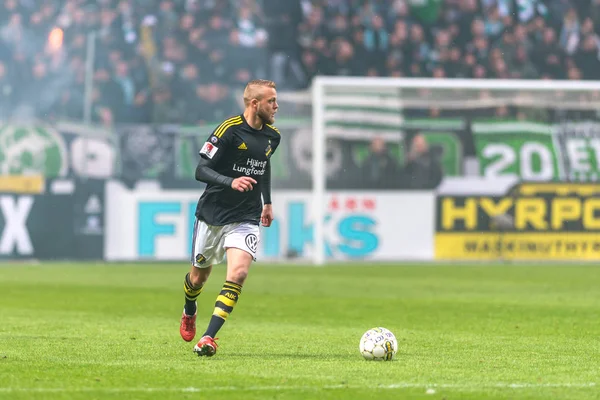 Derby game between AIK and Hammarby IF at the national stadium F — Stock Photo, Image