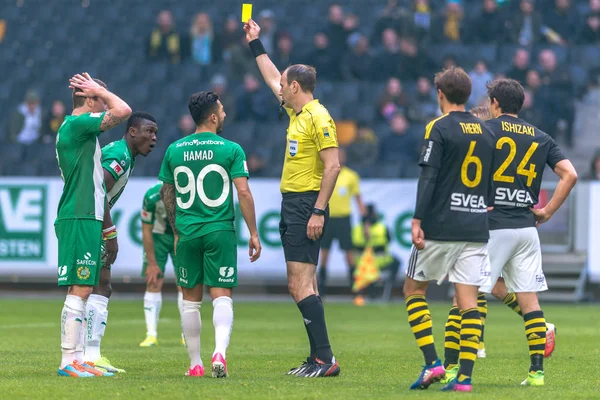 Sarı kart ve AIK derby maçı jambon, serbest vuruş — Stok fotoğraf