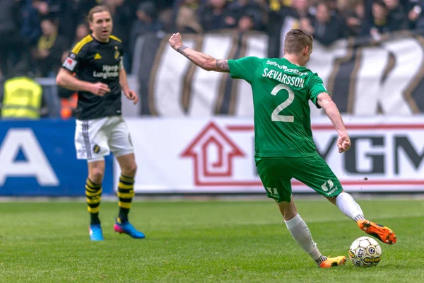 Birkir Mar Saevarsson at the derby match between AIK and Hammarb — Stock Photo, Image