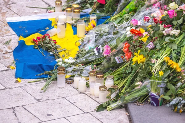 Flowerbed em Sergels torg após o ataque terrorista — Fotografia de Stock