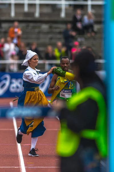 Winnaar Abrha Milaw uit Ethiopië op de Marathon van Stockholm — Stockfoto