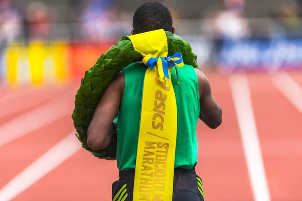 ストックホルム マラソンでエチオピアから勝者 Abrha Milaw — ストック写真