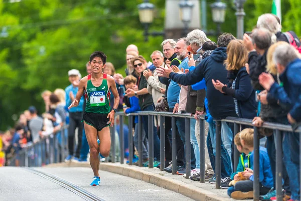 Yuki Kawauchi (JPN) at the Stockholm Marathon — Stock Photo, Image