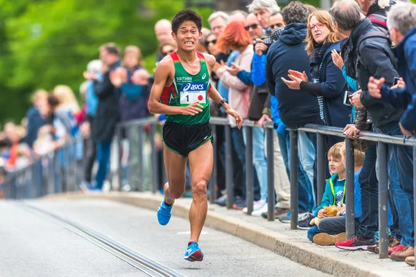 Yuki Kawauchi (JPN) at the Stockholm Marathon — Stock Photo, Image