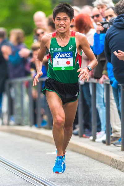 Yuki Kawauchi (JPN) at the Stockholm Marathon — Stock Photo, Image