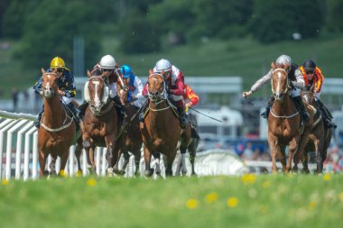 Satır jockeys düz Hızlı at atların Natio hızda