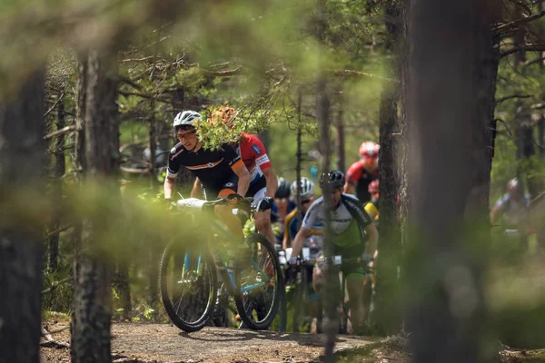 Mountainbike-Event Lida-Schleife in den Wäldern außerhalb Stockholms — Stockfoto