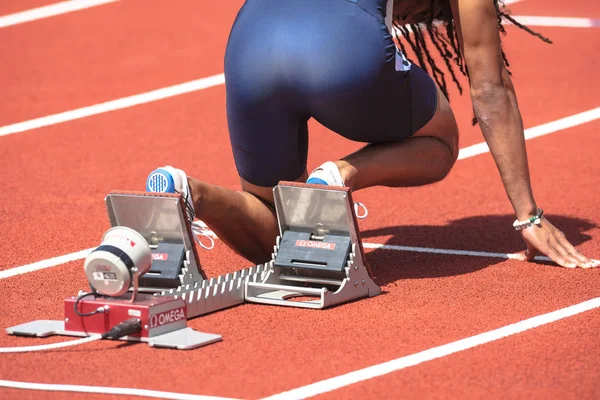 Primer plano de los atletas en la Liga Diamante de la IAAF en Estocolmo — Foto de Stock