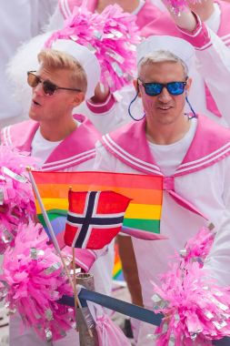 Norweigian choir called the Faggots at the pride parade in Stock clipart
