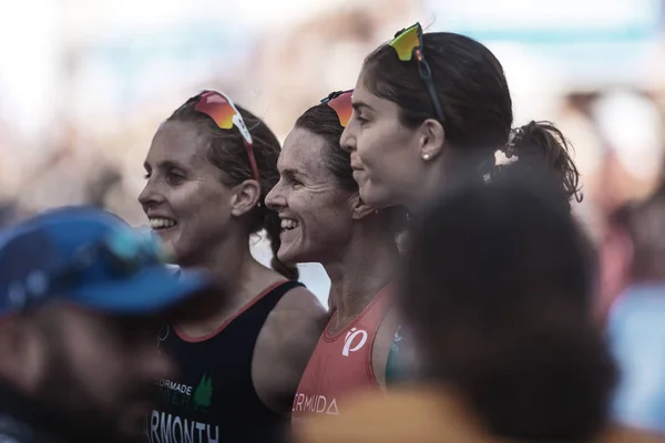 Podium vinnare Duffy (Ber), Learmonth (Gbr och milda (Aus posin — Stockfoto