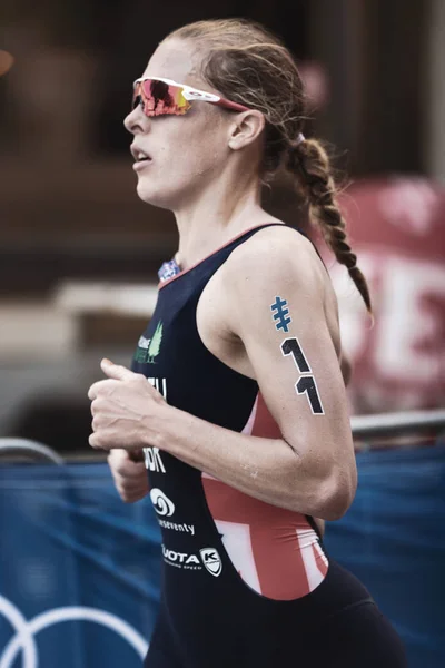 Jessica Learmonth (Gbr) a második helyen a wome fut — Stock Fotó