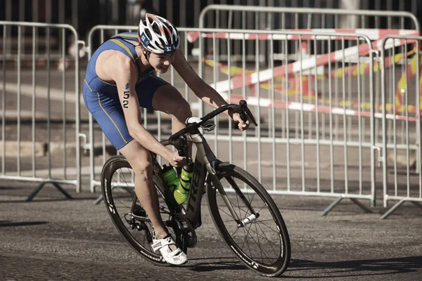 Swedish triathlete Gabriel Sandor (SWE) in the ITU triathlon ser Stock Image