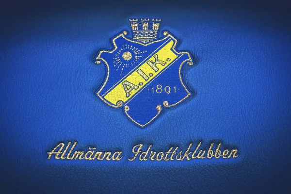 AIK emblem på spelaren stolarna på fotboll derby mellan Aik — Stockfoto