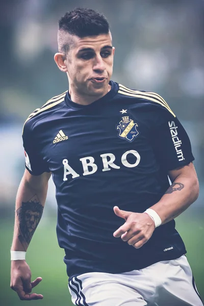 Nicolas Stefanelli (Aik) v fotbalové derby mezi Aik a Dif — Stock fotografie