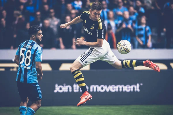 Soccer derby between AIK and DIF in Allsvenskan — Stock Photo, Image
