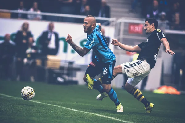 Derby de futebol entre AIK e DIF em Allsvenskan — Fotografia de Stock