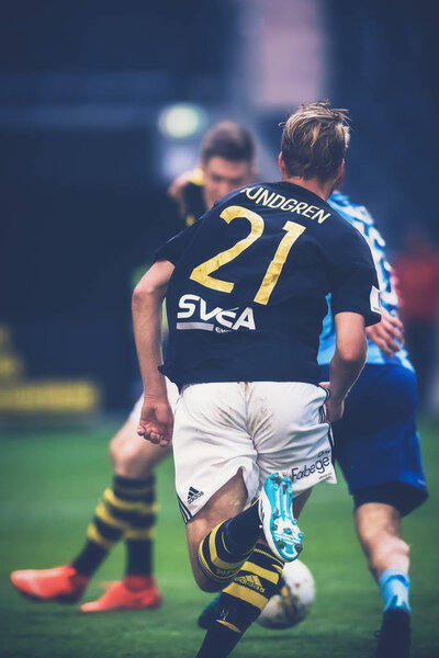 Daniel Sundgren (AIK) engaging at the soccer derby between AIK a