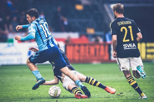 Soccer derby between AIK and DIF in Allsvenskan — Stock Photo, Image