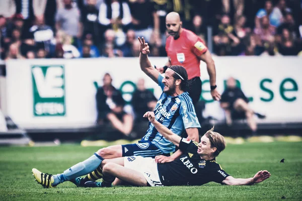 AIK ve DIF Allsvenskan arasında futbol derby — Stok fotoğraf