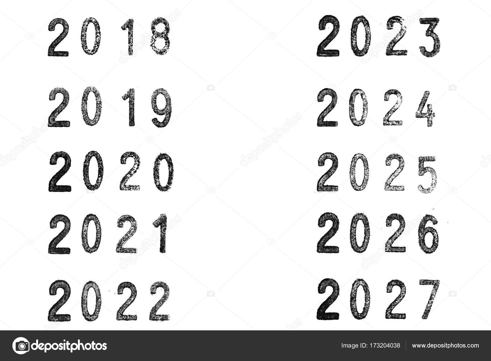 Stamped years with a rubber stamper from 2018 to 2027 — Stock Photo