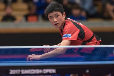 Tomokazu Harimoto (Japonya) karşı masada Xu Xin (Çin) te