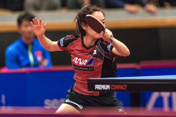 Kasumi Ishikawa (Japonia) przeciwko Gu Yuting (Chiny) w tabela t — Zdjęcie stockowe