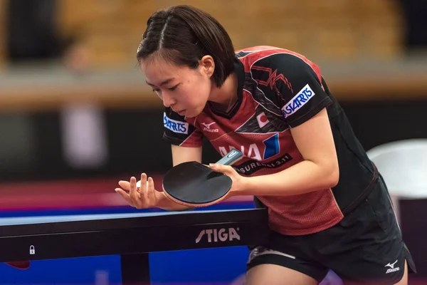 Kasumi Ishikawa (Japón) contra Gu Yuting (China) en la mesa t — Foto de Stock