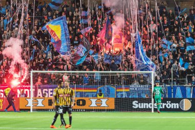 İsveççe cu anda Hacken gol arkasında Djurgarden (DIF) destekçileri