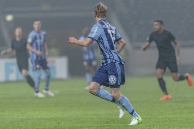 Solna, İsveç, Mart, 18, 2018: Djurgarden orta saha oyuncusu Jonathan Augustinsson, Svenska cupen yarı final agains AIK. DIF için nihai sonucu 2-0