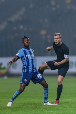 Solna, İsveç, Mart, 18, 2018: Djurgarden forvet Tino Kadewere Svenska cupen yarı final.