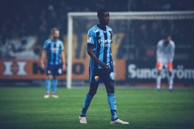 Solna, İsveç, Mart, 18, 2018: Svenska cupen yarı final, Djurgarden forvet Tino Kadewere. Filtre