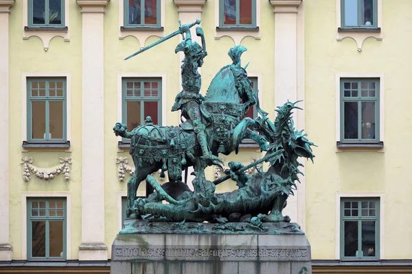 Стокгольм Швеция Апрель Апреля 2018 Года Статуя Святого Горана Дракон — стоковое фото