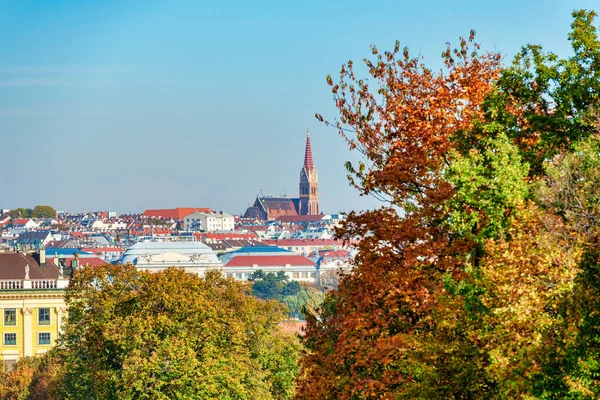 View over Vienna with a church from the walk up to the Gloriette — Stock Photo, Image