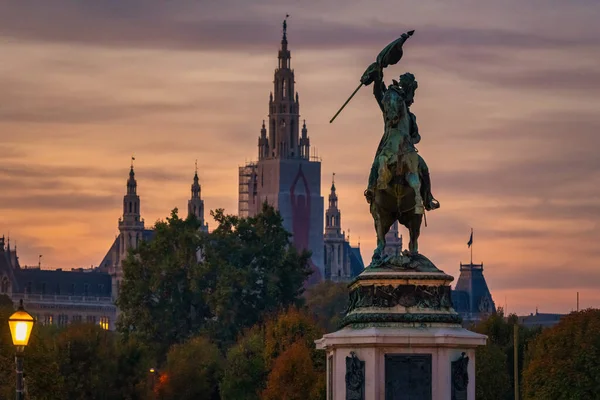 Viena Austria Octubre 2019 Monumento Archiduque Carlos Erzherzog Karl Ayuntamiento — Foto de Stock