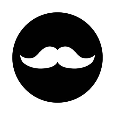 Bıyık düz simge sembolü. Beyaz arka planda yalıtılmış vektör çizimi