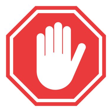 Stop sign, icon hand vector. Red color singe symbol illustration