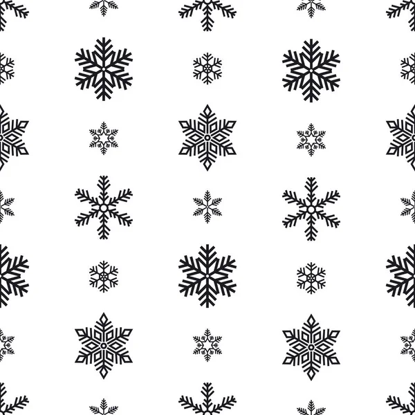 Snöflingans juldekoration, sömlöst mönster. Snö platt skylt isloated på vit bakgrund — Stock vektor
