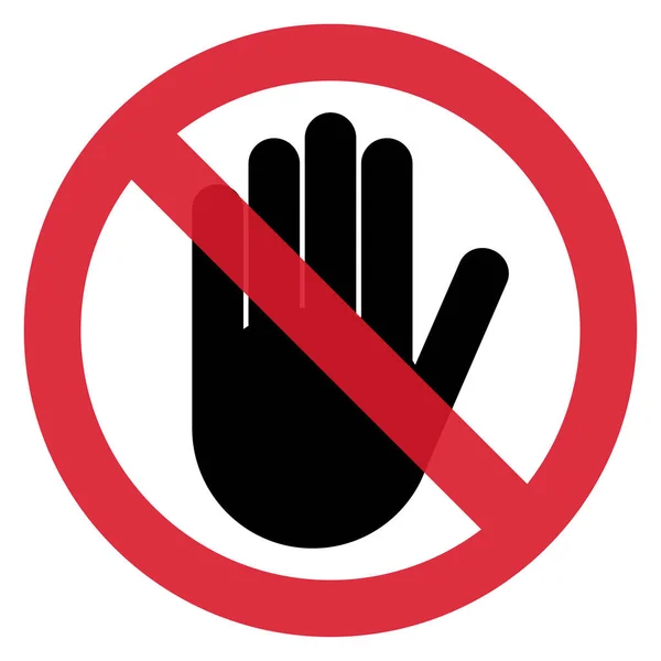 Detener signo de mano, vector de icono. Ilustración de símbolo de color rojo singe — Vector de stock