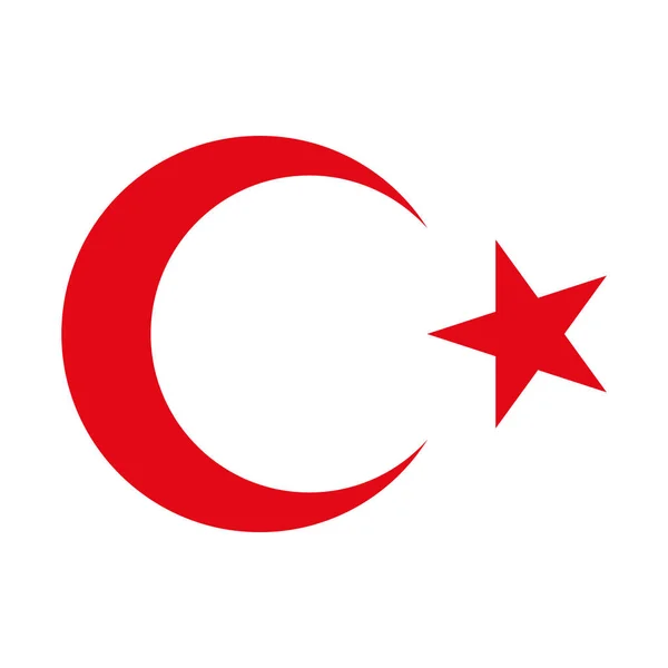 Icono creciente, símbolo plano de la bandera aislado sobre fondo blanco. Luna y vector de estrellas — Vector de stock